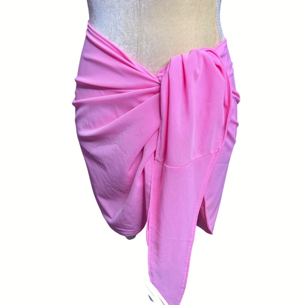 Good American Pink Mesh Sarong Cover-Up Wrap Skirt XS 0-4 NWT Resort Beach